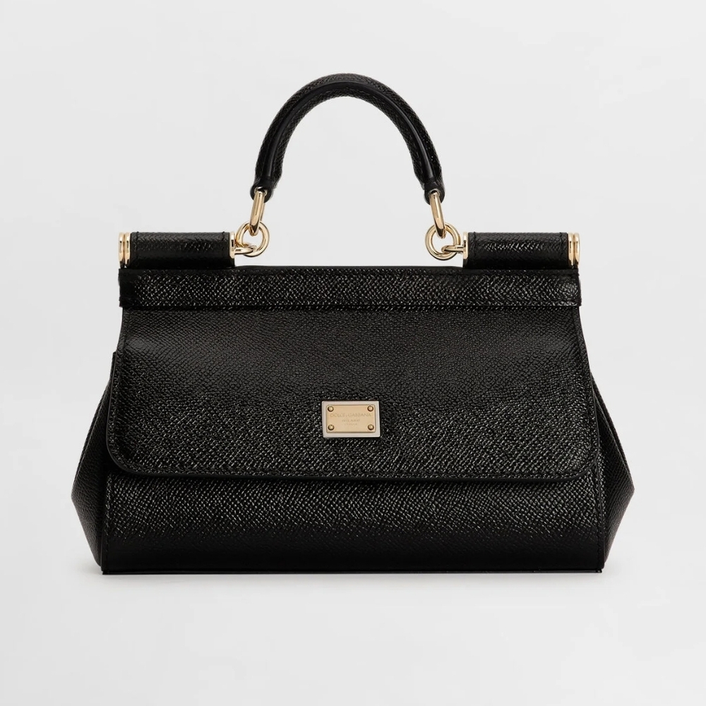 Dolce And Gabbana Mini Sicily handbag in dauphine calfskin - Black - New